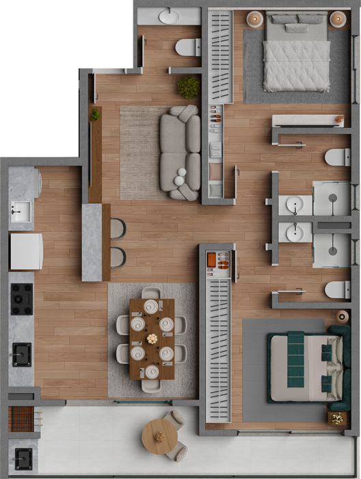 Apartamento Tipo 02 - Grace Bay Residence